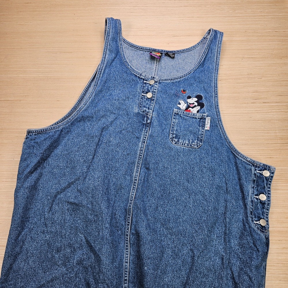 Mickey Unlimited Jumper Denim Dress Women 22W Blue Mickey Mouse Pluto Embroidery